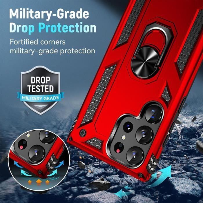 Coque de protection - Samsung - Galaxy S24 Ultra - Rouge - Rigide - Anneau anti-rayures