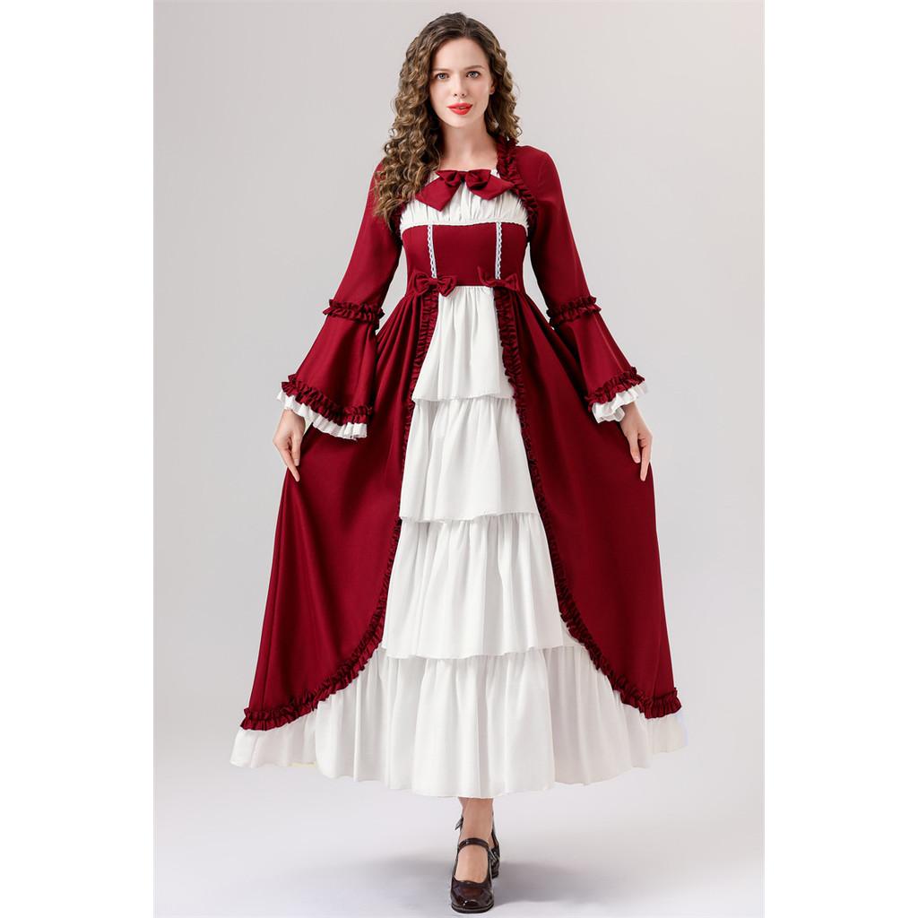 Vícebarevné sladění Středověký Retro Gotický Dvorní Lolita Luxusní Design Sladké Šaty Lolita Šaty