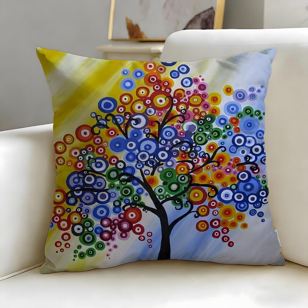 

classic theme Colored Tree Cushion Cover Soft & Easy-Wash Pillow Case – Versatile for Couch, Bed, Travel and Office 30cmx30cm