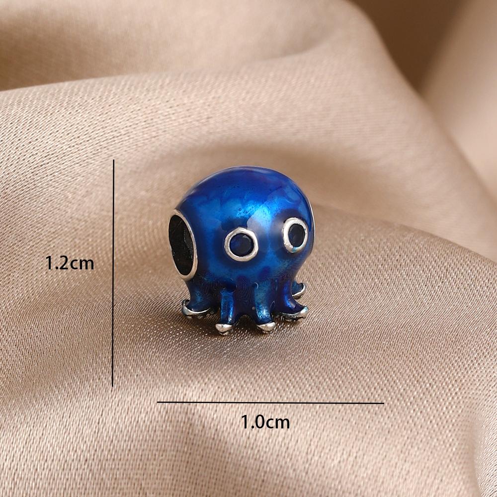 Blue 925 Silver Dolphin Octopus Turtle Swallow Pendant Bead, Suitable for European Bracelet DIY Women's Jewelry Accessories