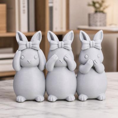 Easter Ornament, One-piece Molded Bunny Figure, 3D Printed Rabbit Design Decorative Figurine for Living Room Bedroom Holiday Decor