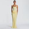 European and American autumn and winter new women's clothing temperament solid color slim-fitting waist backless square neck suspender dress women