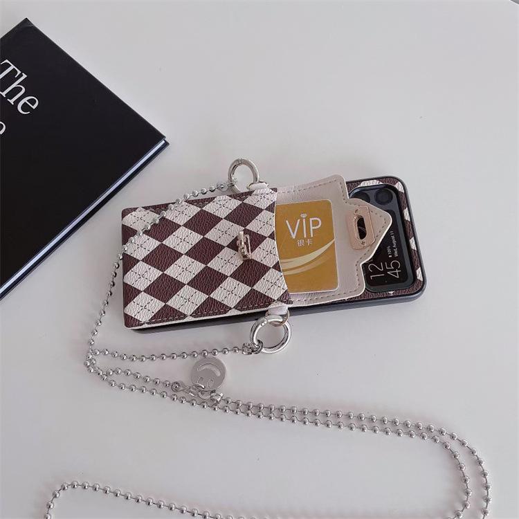 Applicable to Samsung ZFlip3 oblique span diamond mobile phone case P50Pocket lock card bag zflip4 protective case
