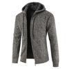 Men's Autumn and Winter Padded and Thickened Solid Colour Jumper Jacket Loose Casual Warm Hooded Zip Outerwear