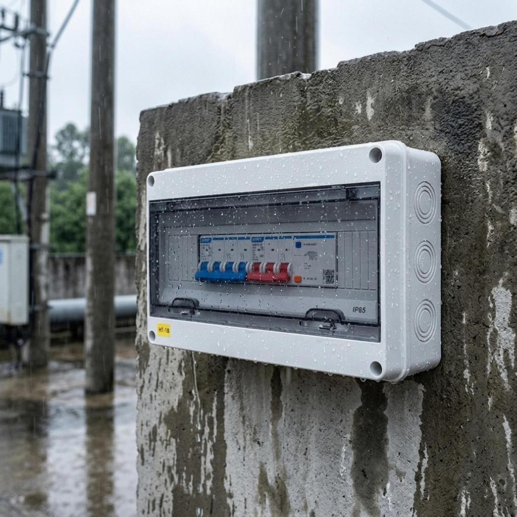 Und staubdichte elektrische Aufputz-Verteilerdose für den Innen- und Außenbereich. Einfach