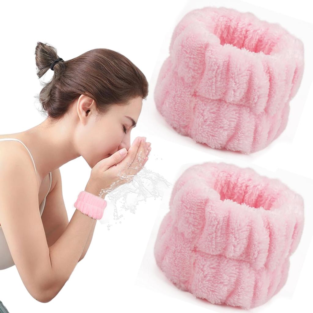 2 Pezzi Fasce da Polso Riutilizzabili per Spa in Asciugamano Morbido in Microfibra per Lavare il Viso Donna Ragazza Yoga Corsa Sport Fascia da Polso Assorbi Sudore