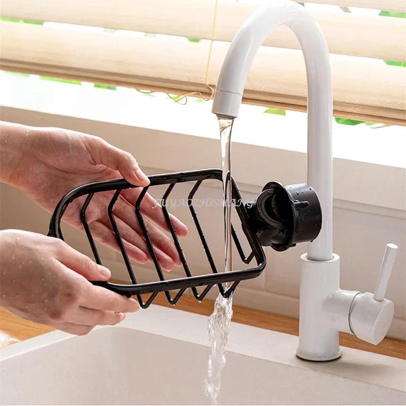 Bathroom Faucet Shelf Space Aluminum Kitchen Sink Sponge Drain Rack Black Silver Bathroom Shower Storage Rack Sundries Holder