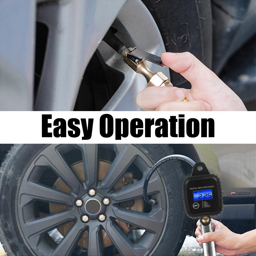 Digital Inflator Gauge Car Tire Pressure Gauge High-precision Monitoring Inflation Gun Car Tire Manometro With Inflator Hose