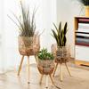 Elegant Plant Stand with Wooden Legs Flower Pot Holder for Home And Office Decor