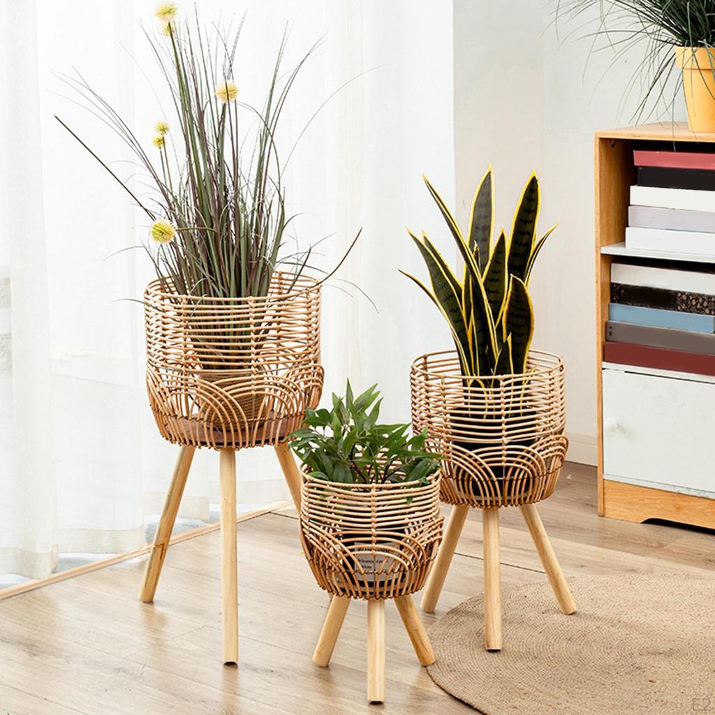 Elegant Plant Stand with Wooden Legs Flower Pot Holder for Home And Office Decor