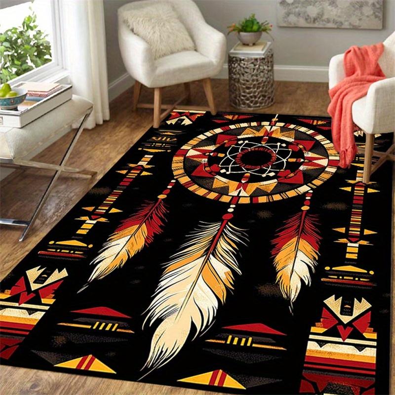 [Vibrant Dreamcatcher Mat] Vibrant Print Native American Dreamcatcher and Feather Design Non-Slip Soft Area Mat | 60x90cm