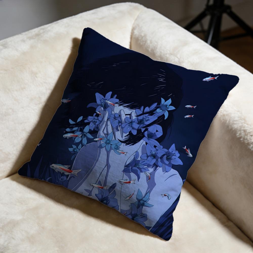 Trendy Pperfect Blueew Cushion Cover Soft Decorative Pillow Case Suitable for Bedroom Sofa Car Travel Use