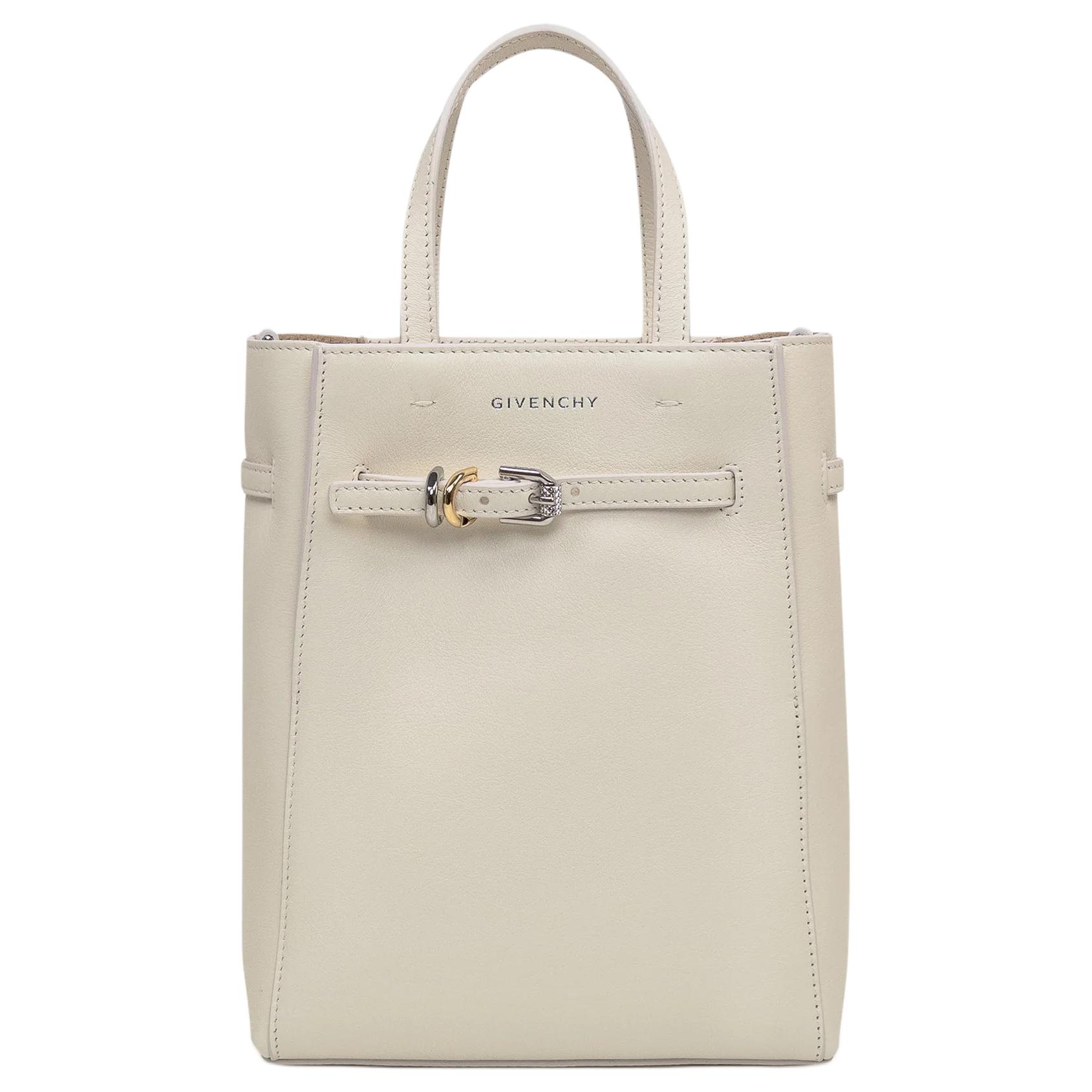 

Givenchy Voyou Brand Logo Detachable Shoulder Strap Calfskin Tote Bag Shopping Handbag Mini Women Tote Ivory BB50ZTB231-105 Basic Set (Bag+Dust Bag)