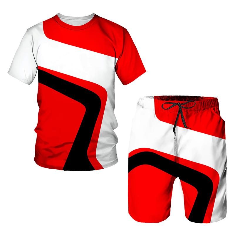 Neues Sommer-Europäisches und Amerikanisches Oversized Herren Trend Lässiges Trainingsanzug Set 2026 3D Digitaldruck T-Shirt Shorts Set 2-teiliges Outfit