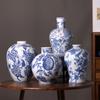 Retro Chinese Porcelain Vase, Hand-Painted Blue and White Ceramic for Living Room Display or Flower Arrangement - Elegant, High-End Feel.