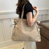 Elegant Large Capacity Canvas Tote Bag with Zipper Closure Polyester Lined Fixed Shoulder Straps Edge Hand Washable Women's Fashion Shoulder for Work