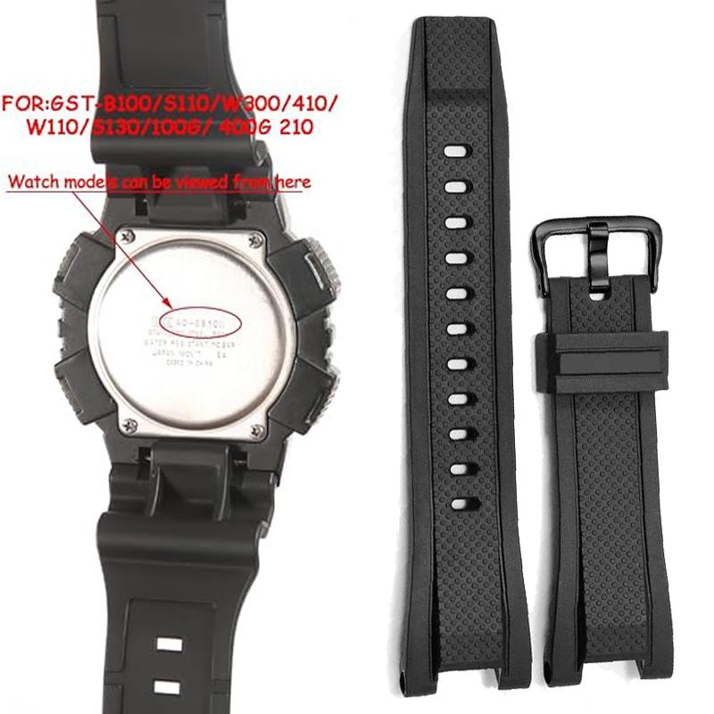 For Casio G-Shock GST-W120L S130L S310 B100 GST-W100G Men Rubber Wristband Bracelet GST Series 26mmX14mm Silicone Watch Strap