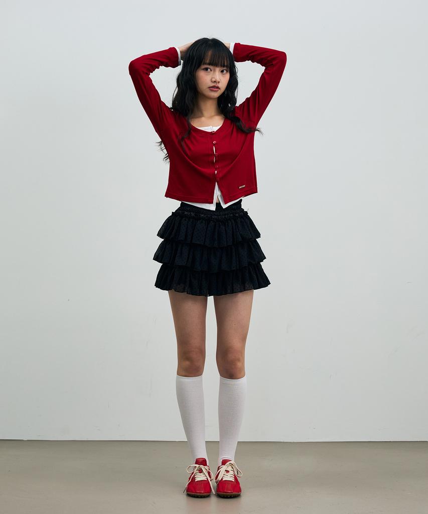 Alikim Mini Heart Cancan Skirt Pants / Black