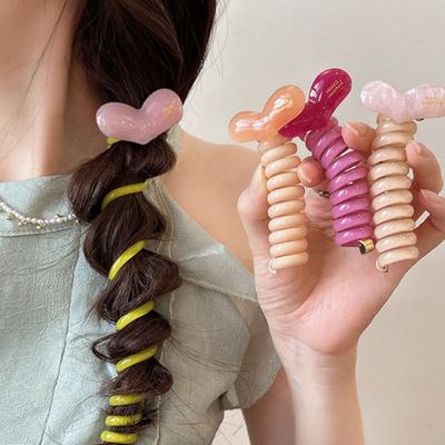 4 Peças Cordas de Cabelo Femininas Elásticos de Cabelo Espirais Não Danificantes Reutilizáveis Antiderrapantes Suportes de Rabo de Cavalo Acessórios de Cabelo