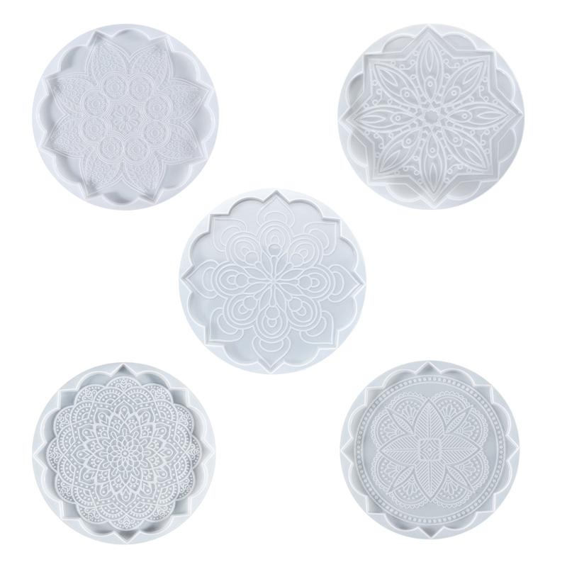 Mandala Diy Homemade Mold Coaster Crystal Dripping for Creative Silicone Mold Crystal Drip Placemat Mold for Diy Craft