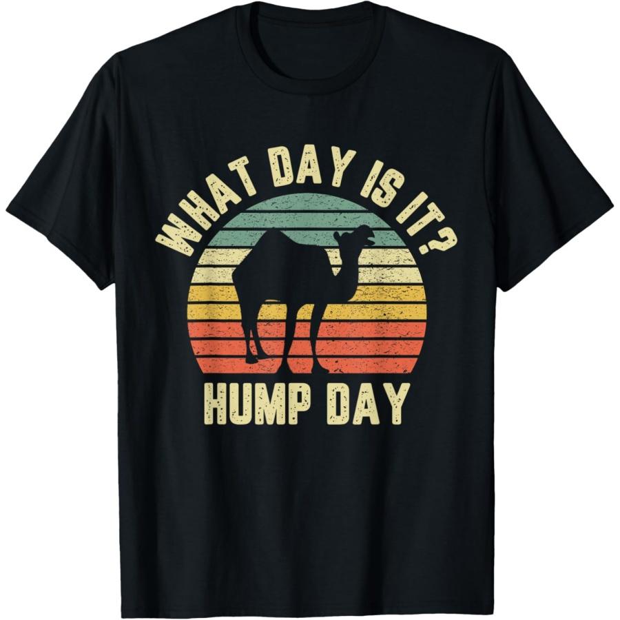 Какой сегодня день Футболка верблюда Ретро Смешная Футболка Hump Day S