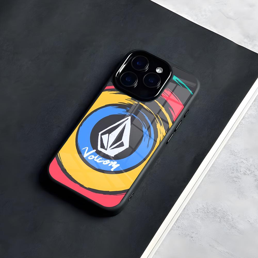 

V-VolcomS Fishion Luxury Phone Case For IPhone 17 Pro Max 16 15 14 13 11 Pro Max Plus Glass Phone Case iPhone 11 Pro Max