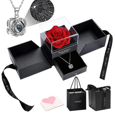Heart-Shaped 100 Languages Projection Necklace with Micro-Paved Zircon for Valentine's Day