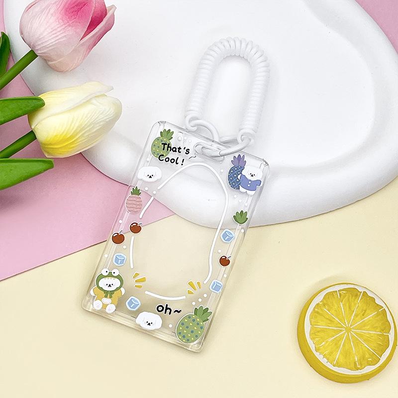 Transparent Card Holder Cartoon Animal Print ID Card Badge Holder Case Kawaii Cartoon Cute Student Bus Card Cover