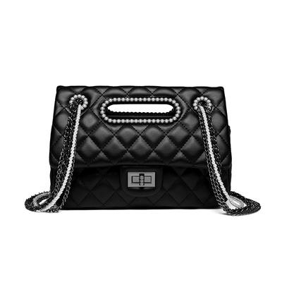 Diamond-shaped Pearl Chain Women's Bag, Spring and Summer Fashionable Single-shoulder Crossbody Bag, Simple Underarm Bag, Ladies' Bag