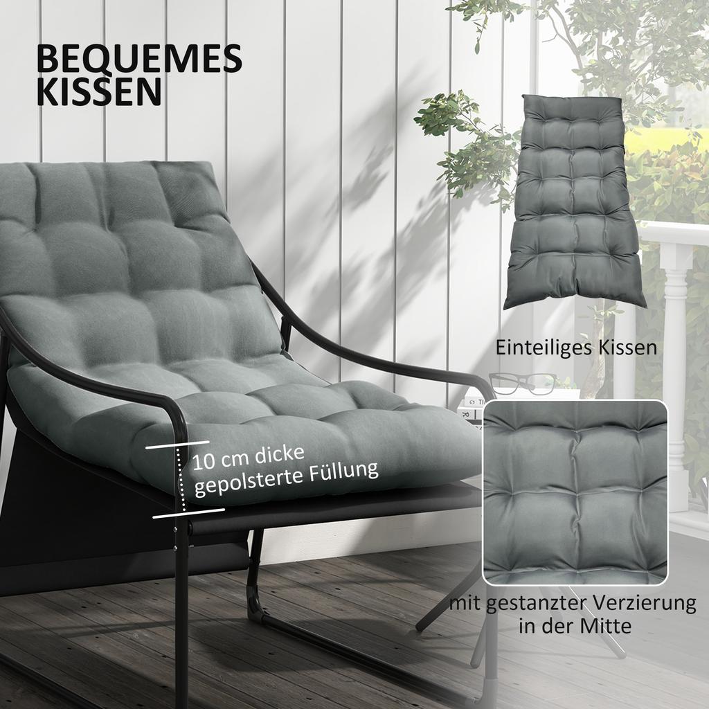 Outdoor Lounger, thick padding, rust-resistant steel frame, 62W x 110D x 88H cm, Grey/Black