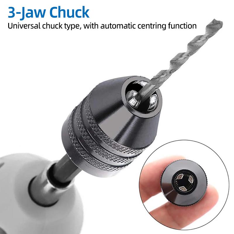 Mini Keyless Chuck Quick Change Electric Drill Bits Collet Converter Extension Screwdriver Chucks Adapter Fixture 1/4" Hex Shank