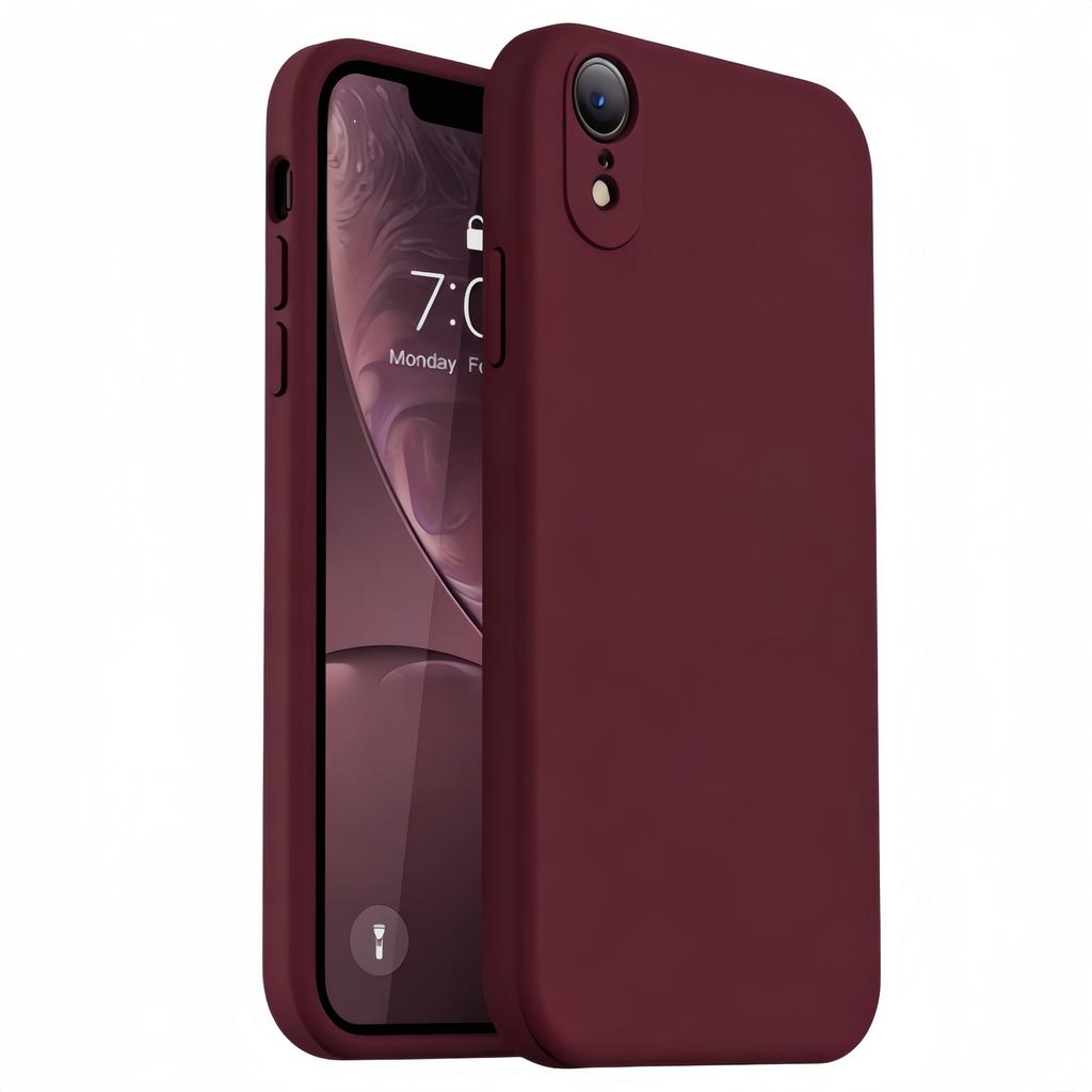 Moderne Einfarbige Stoßfeste Schutzhülle aus flüssigem Silikon für iPhone XR