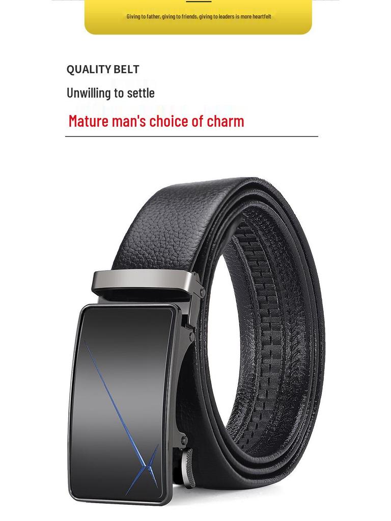 Herren Premium Echt Rindsleder Gürtel mit Legierung Automatikschließe