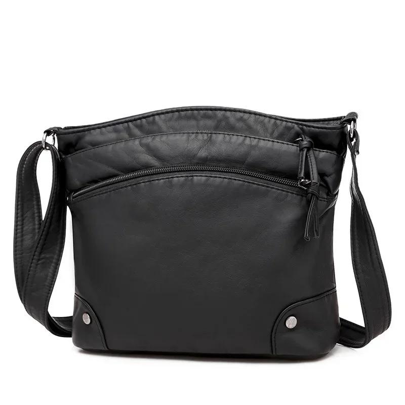 Borsa a tracolla da donna in pelle morbida Nuova borsa da donna retrò di grande capacità a scomparti multipli Borsa monospalla multi tasca