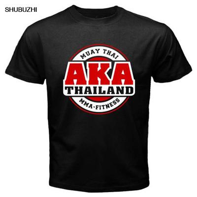 AKA Thailand Gymer Logo Muay Thai  Kick Boxinger Men's Black T-Shirt Size S-3XL Tops Tees Printed Men T Shirt