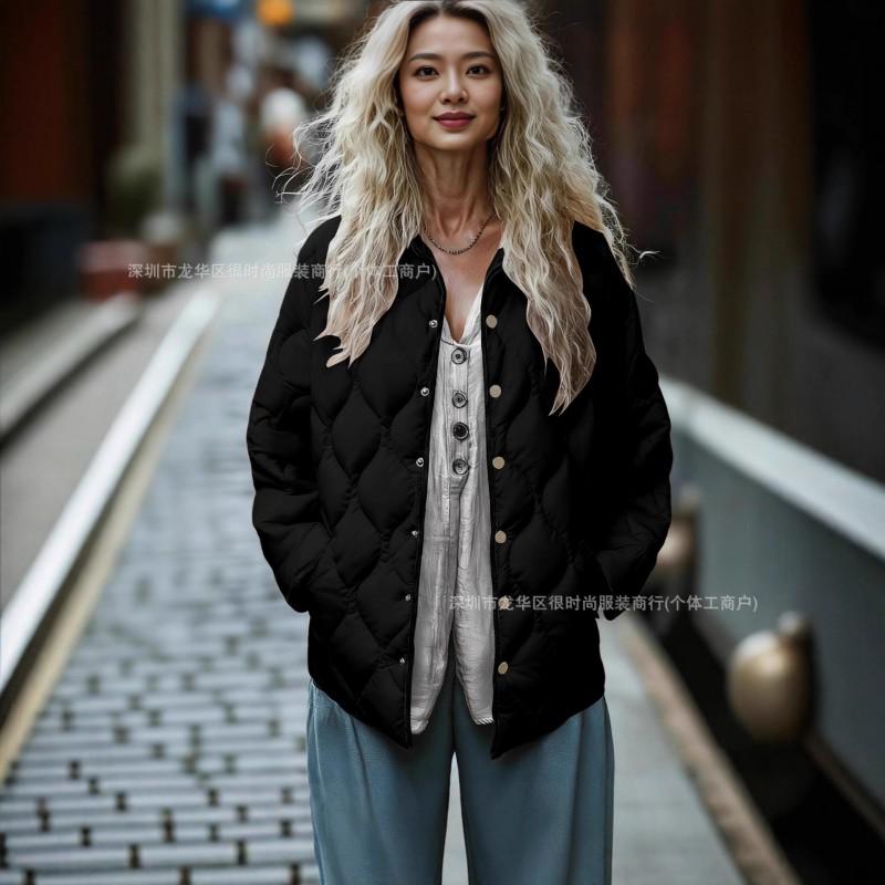 2026 Womens Solid Color Loose Fit Casual Warm Cotton Jacket Coat