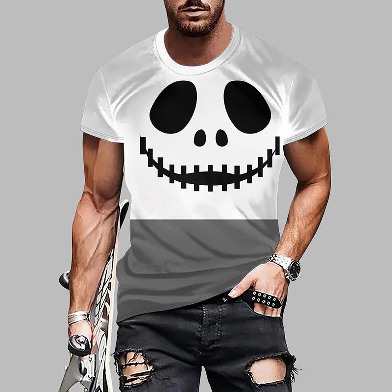 New Summer Men's Fashion T-shirt Personality Halloween Printed Men's T-shirt Top