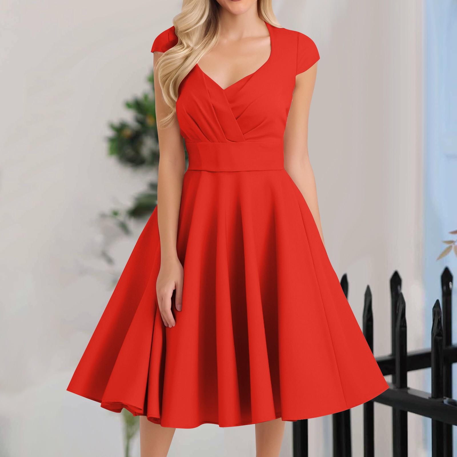 

Жіноча повсякденна модна суцільна сукня середньої довжини без рукавів з V-подібним вирізом і принтом XXL