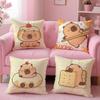 Cute Cartoon Capybara Cushion Cover Comfortable Reversible Pillow Cover Ideal for Car Sofa Bedroom & Beyond
