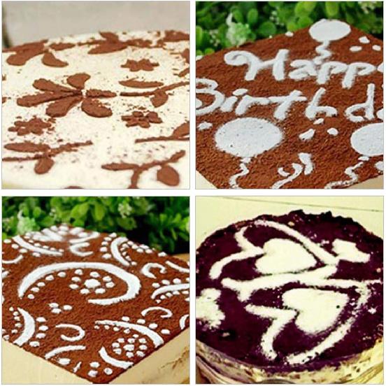 iSuperb 4 Pieces Cake Top Stencils Cookie/Cake Decorating Painting Templates Baking Tool for Cupcake Wedding Cake Fondant Impression, Wedding