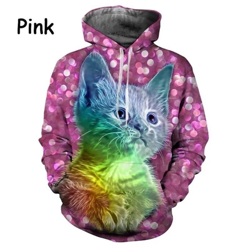 3d Printing Starry Sky Cute Cat Hoodie For Women's Casual Long Sleeved Oversized Pullovers Sweatshirts Kids Girls Hoodies Top