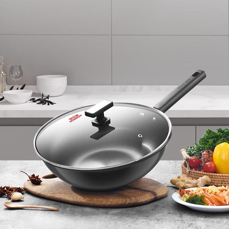 Kangbah 32cm Fine Iron Uncoated Wok Set