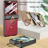 Electroplated Frame Transparent with Metal Ring Holder Hinge Glass Protective Film Case For Motorola Razr 60 Ultra  Cover