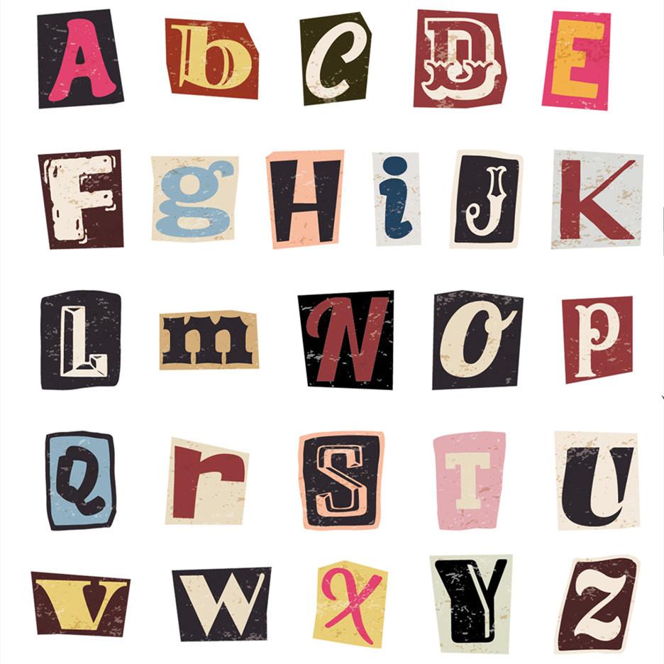 Retro Alphabet Stickers, Colorful Letter Notebook Decoration Adhesive Stickers, Notebook Water Cup Envelope Gift Stickers