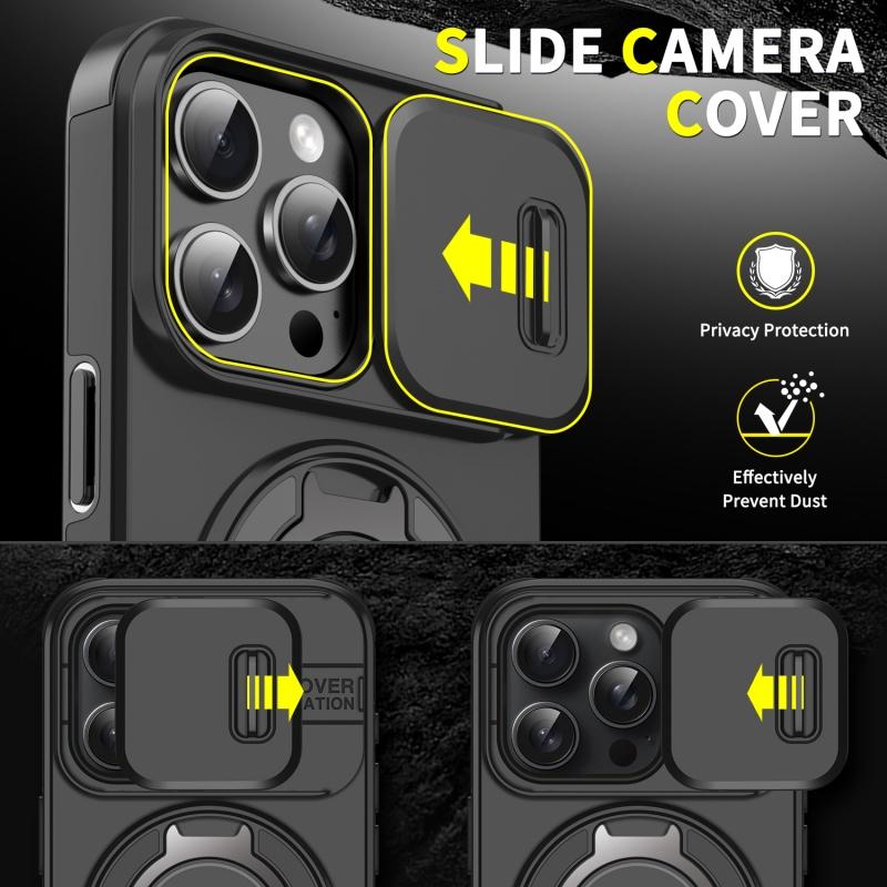 For iPhone 16 15 14 13 12 11 Pro Max Plus Magnetic Finger Ring Holder Military Protective Case