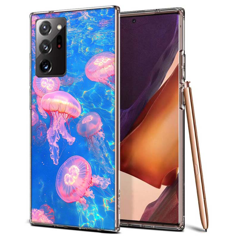 Enchanting Neon Jellyfish Phone Case for Samsung A55 A35 A25 A15 A07 A05S A16 A17 A26 A36 A37 A56 A57 Galaxy Note 20 10 A50S A71