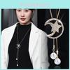 Fashionable Korean Style Long Pearl Pendant Necklace With Star And Moon Tassel