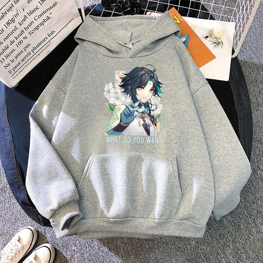 Hot Game Anime Hoodie Handsome Xiao Print Genshin Impact Punk Clothes Women Oversized Sweatshirt Men