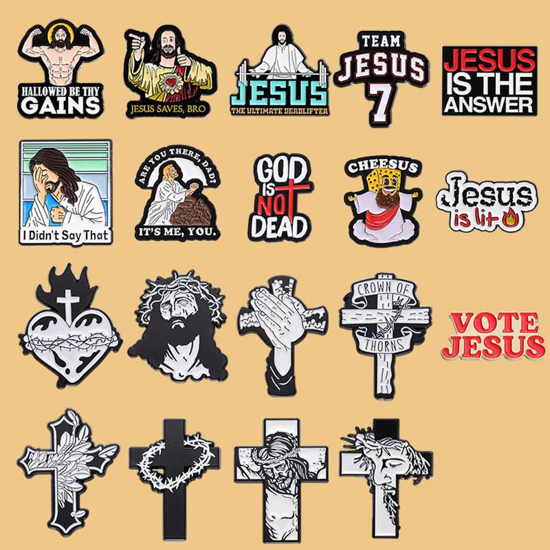 Cross Stylish Vintage Designed Brooches Unique Geometric Black And White Pins