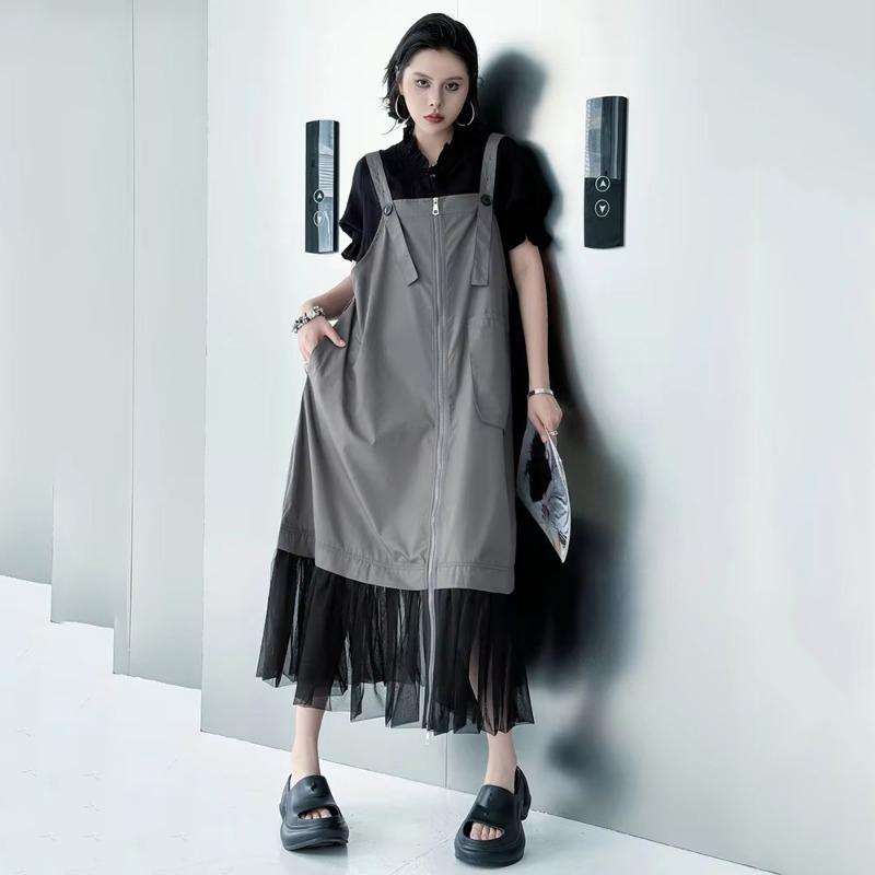 Xitao Taschen-Patchwork-Gaze-Kleid ZMY1335